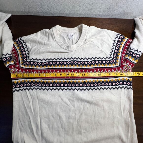 Fair Isle Academia Preppy Varsity White Sweater Teacher Cotton Equestrian Large - Picture 7 of 9